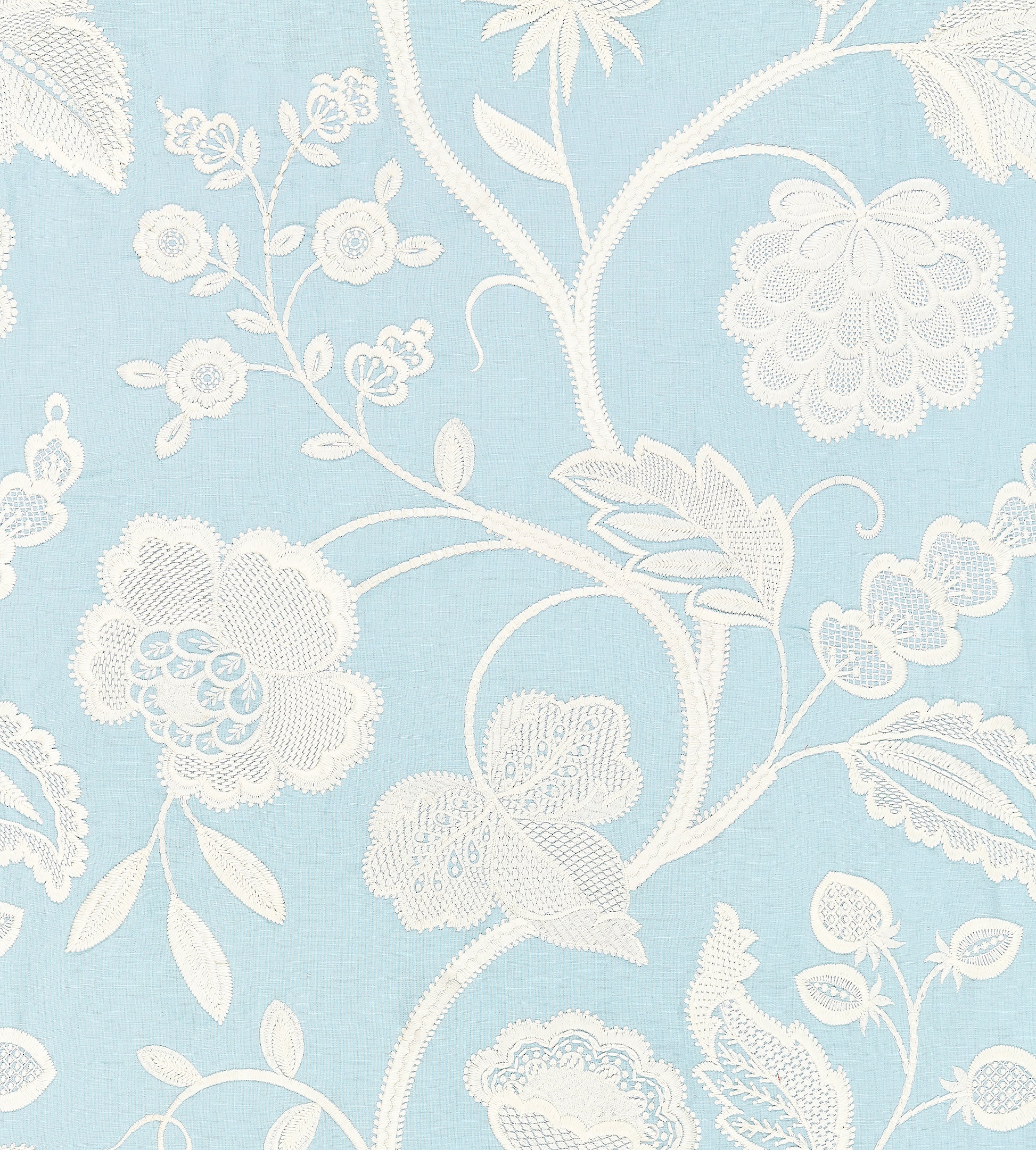 Purchase Scalamandre Fabric SKU# SC 000327151, Kensington Embroidery Sky 1