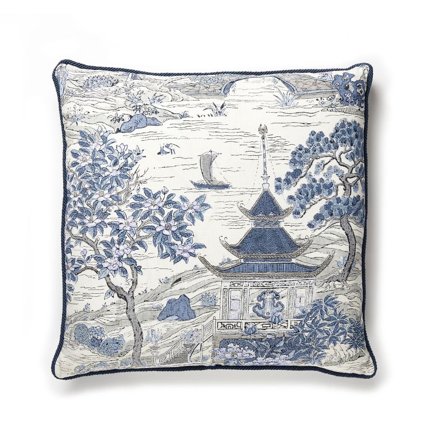 Purchase SCSATOPILL0003 Satomi Hand Block Print, Evening Blue - Scalamandre Pillows