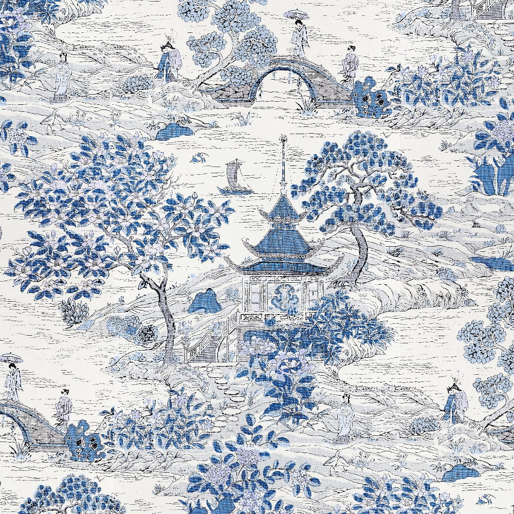 Purchase Scalamandre Wallpaper Item SCWP885540003 pattern name  Satomi | Wallcovering color name Evening Blue. 