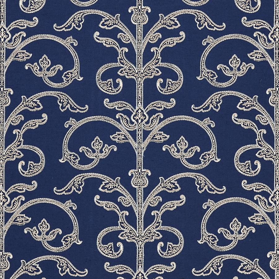 Purchase Scalamandre Wallpaper Pattern SC 0003WP88558 pattern name  Saxony Scroll Wallcovering color name Navy. 