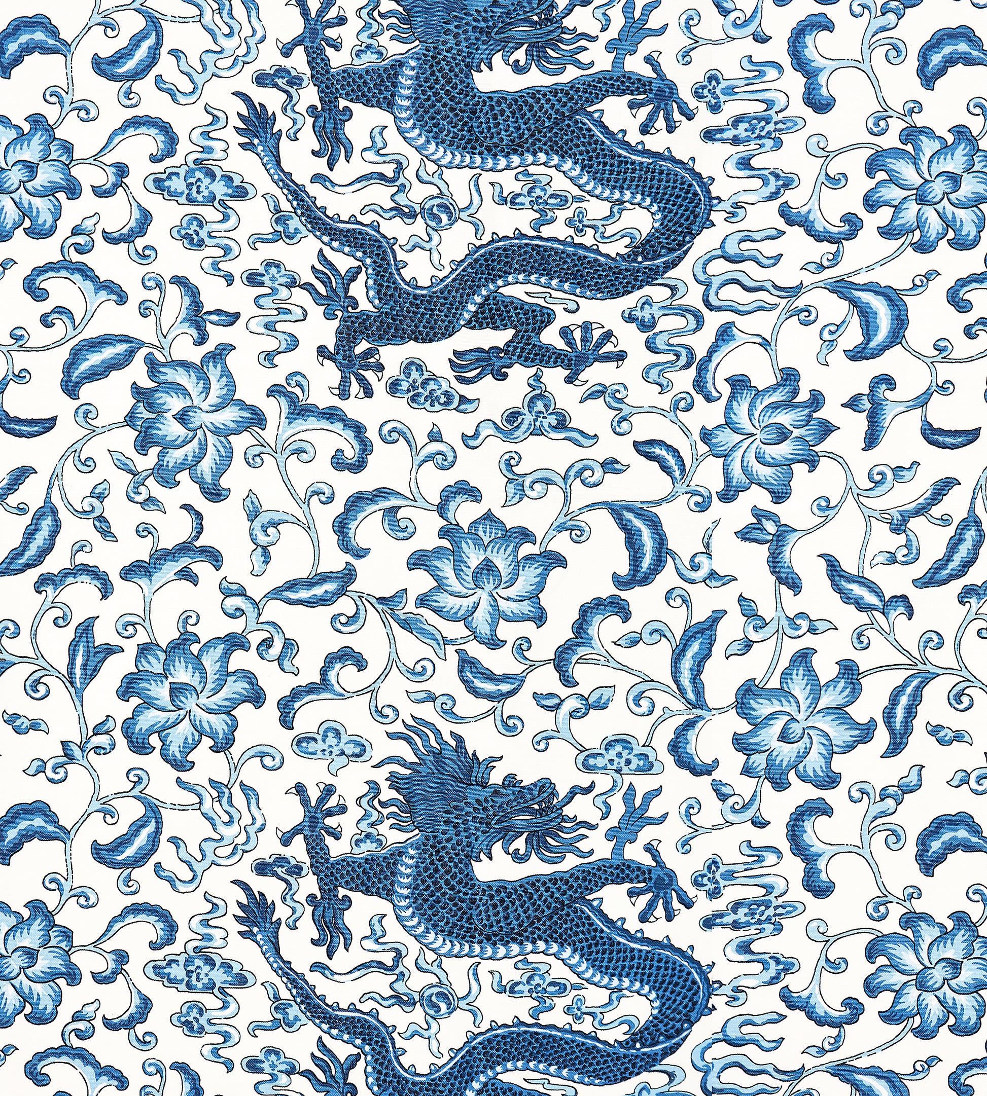 Purchase Scalamandre Fabric Item SC 000416558, Chi'En Dragon Linen Print Indigo 1