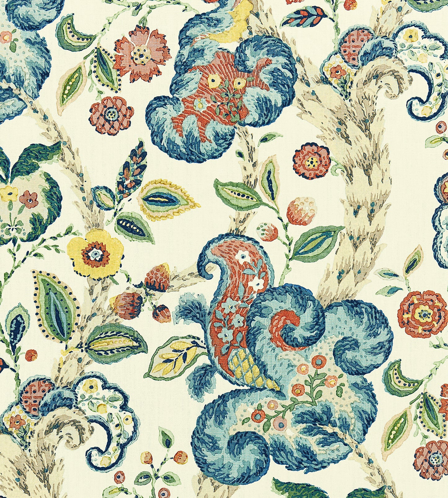 Purchase Scalamandre Fabric SKU# SC 000416603, Cumbria Hand Block Print Multi On Cream 1
