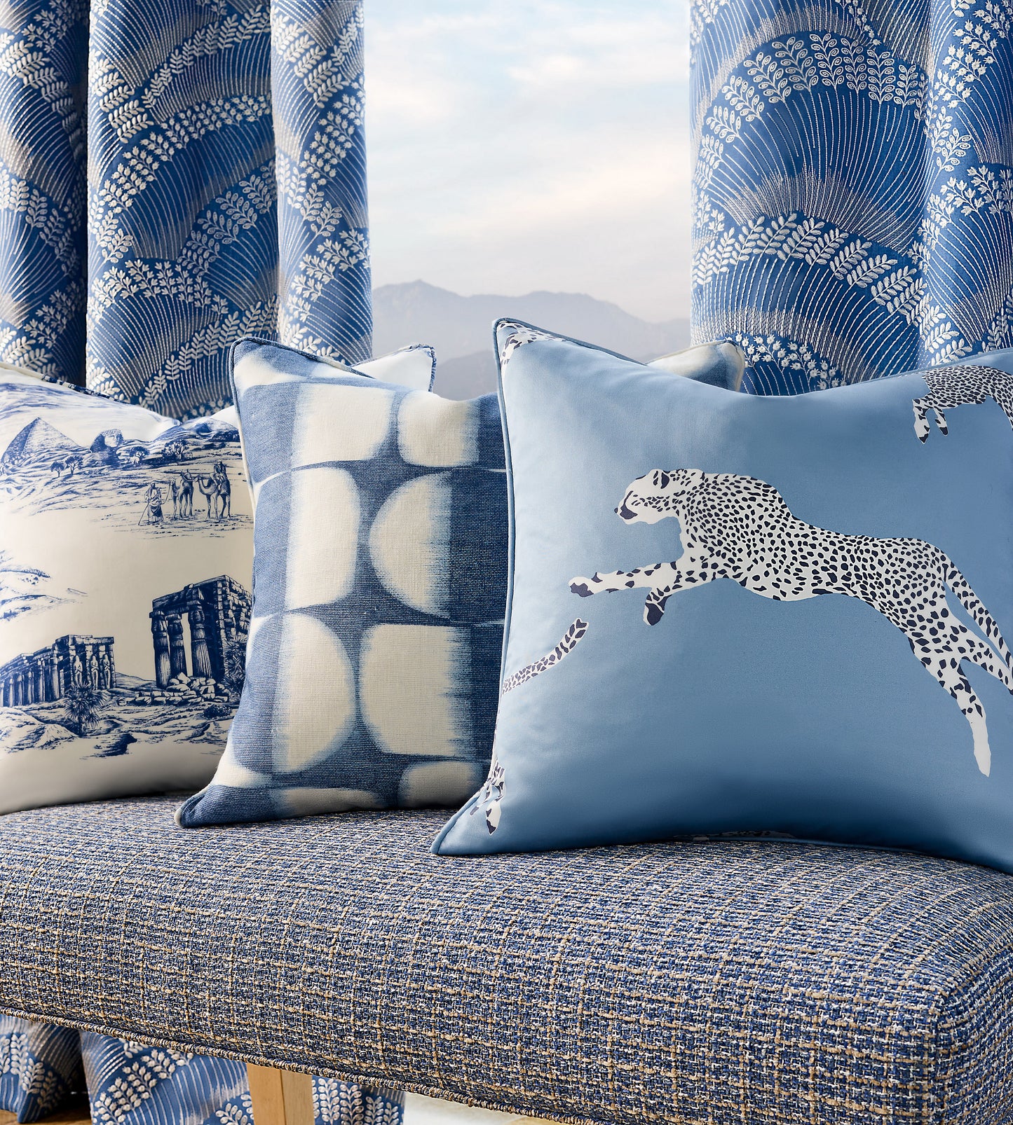 Purchase Scalamandre Fabric Product SC 000416634, Leaping Cheetah Cotton Print Cloud Nine 4