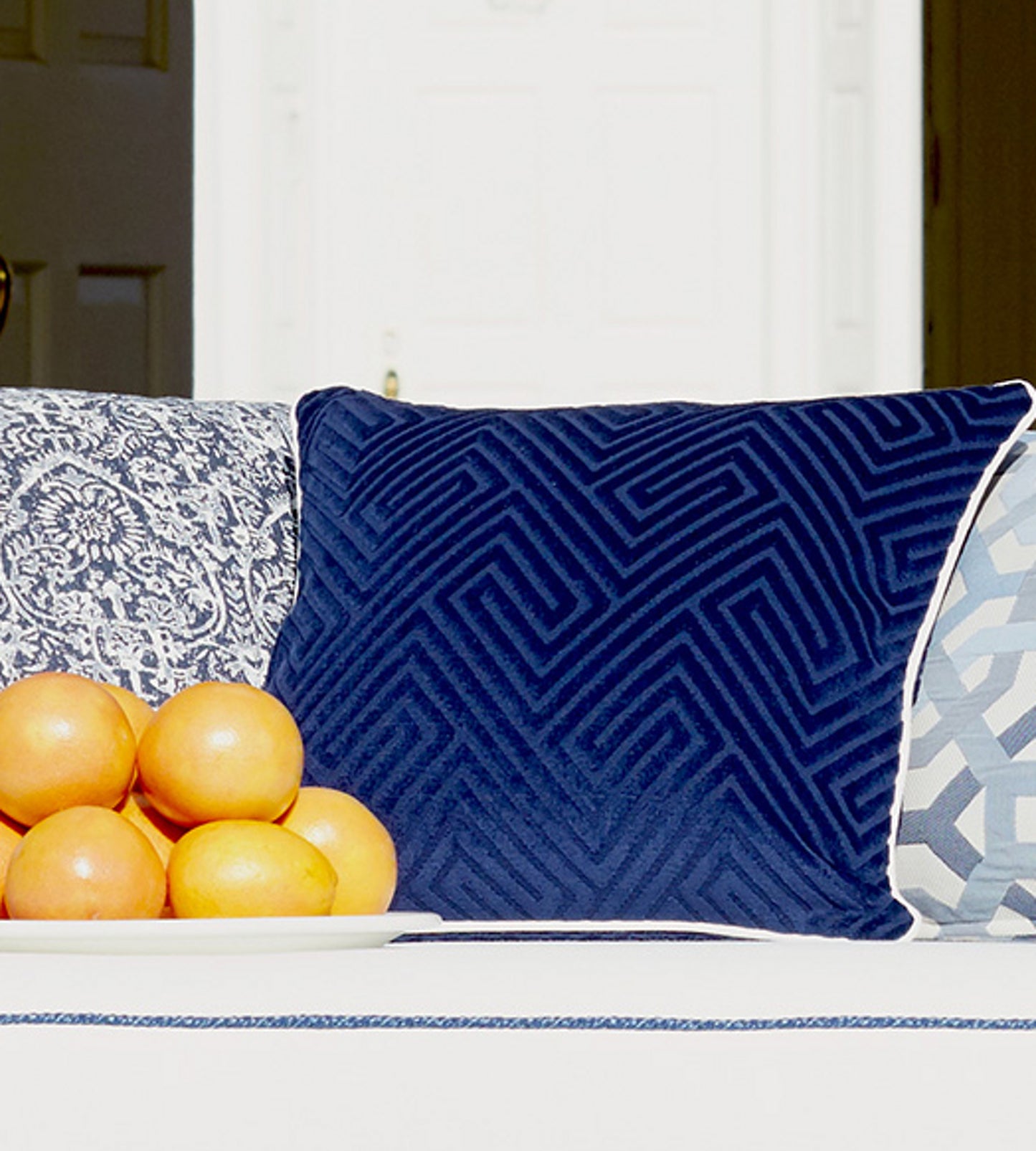 Purchase Scalamandre Fabric Item SC 000427060, Meander Velvet Navy 2