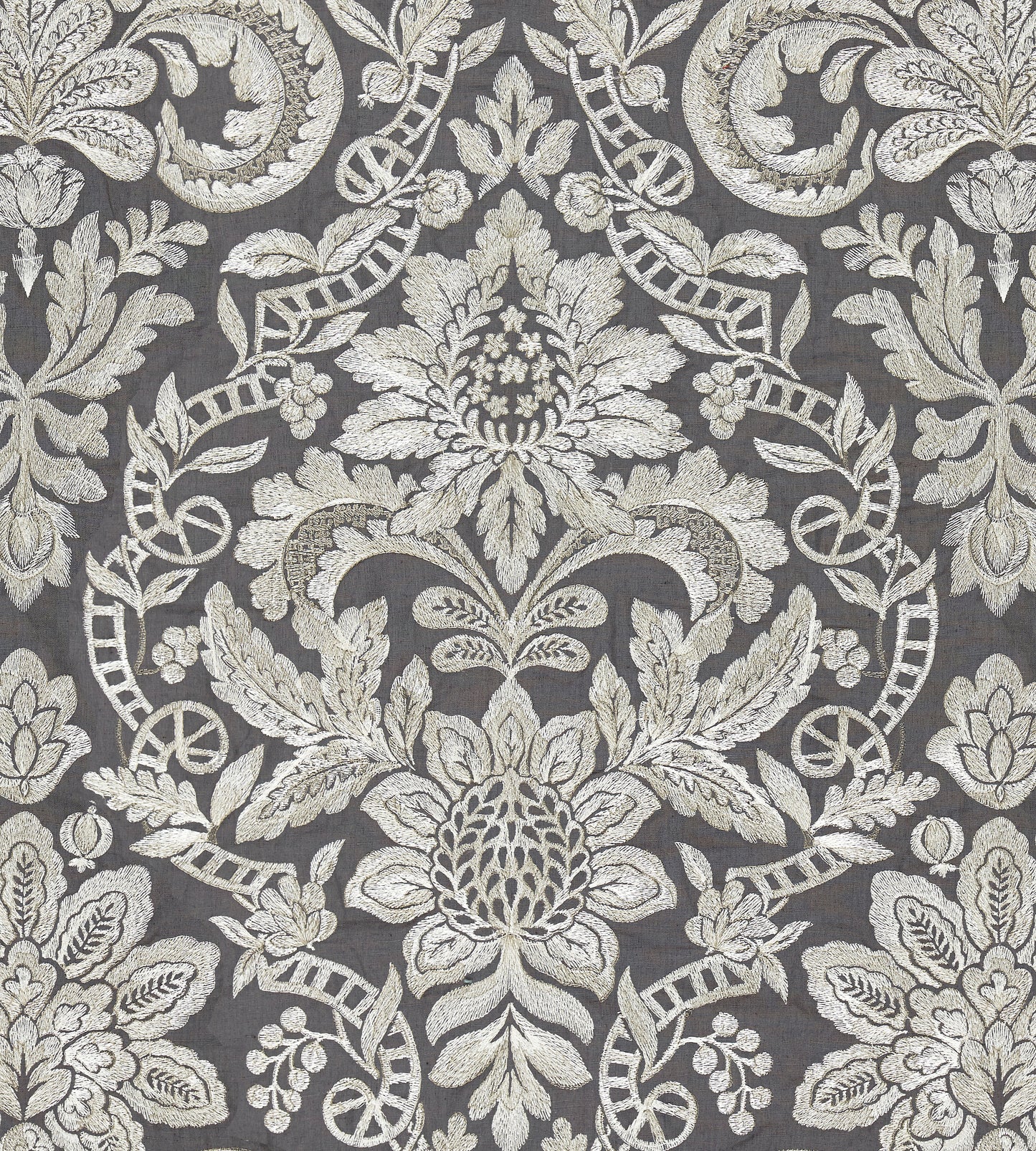 Purchase Scalamandre Fabric SKU# SC 000427086, Elizabeth Damask Embroidery Charcoal 1