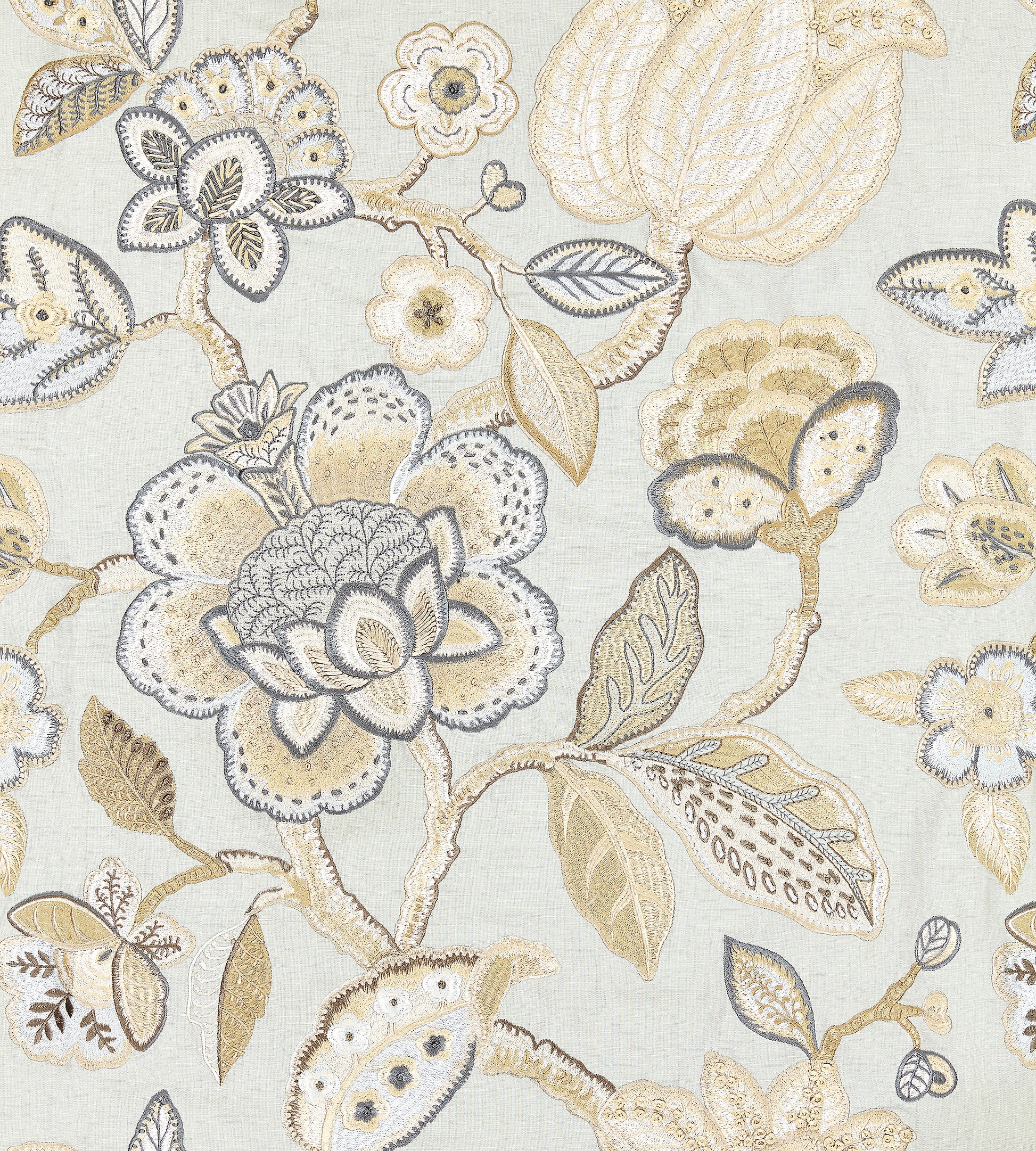 Purchase Scalamandre Fabric Pattern# SC 000427126, Coromandel Embroidery Mineral 1