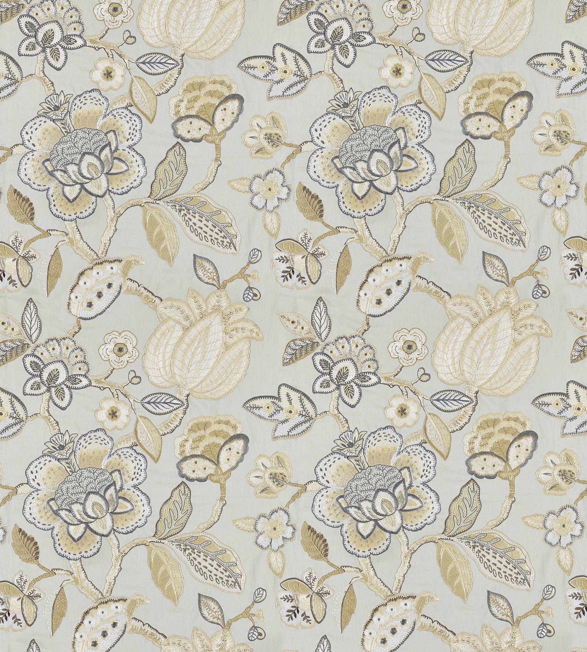 Purchase Scalamandre Fabric Pattern# SC 000427126, Coromandel Embroidery Mineral 4