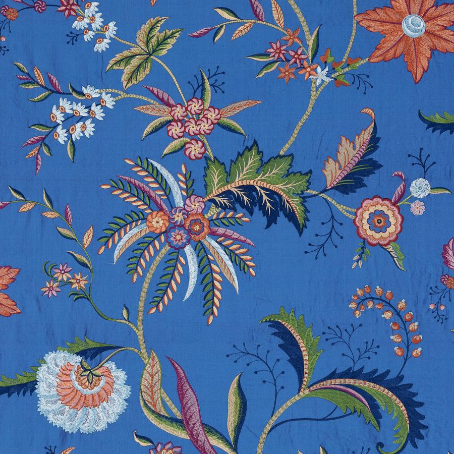 Purchase Scalamandre Fabric SKU# SC 000427325, Seraphine Embroidered Silk Royal Multi 1