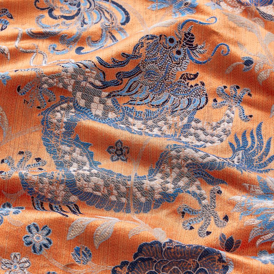 Purchase Scalamandre Fabric Item SC 000427327, Dragon Tableau Persimmon Blue 1