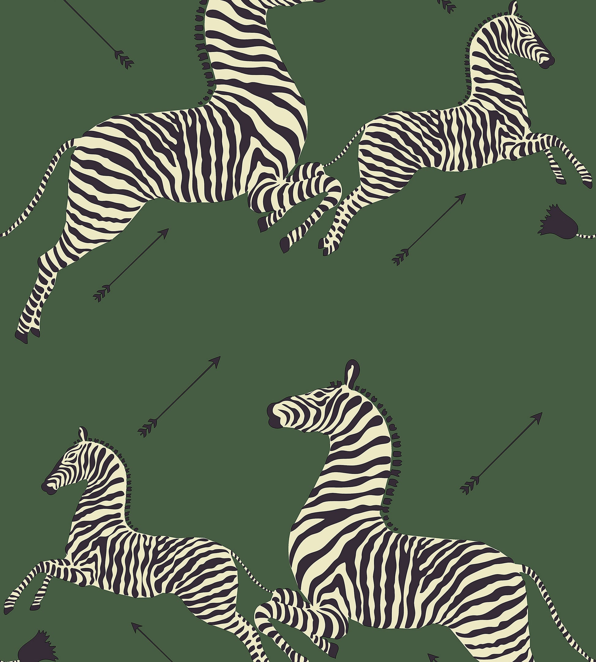 Purchase Scalamandre Wallpaper Pattern SCWP81388PS0004 pattern name Zebras | Removable color name Serengeti Green. 