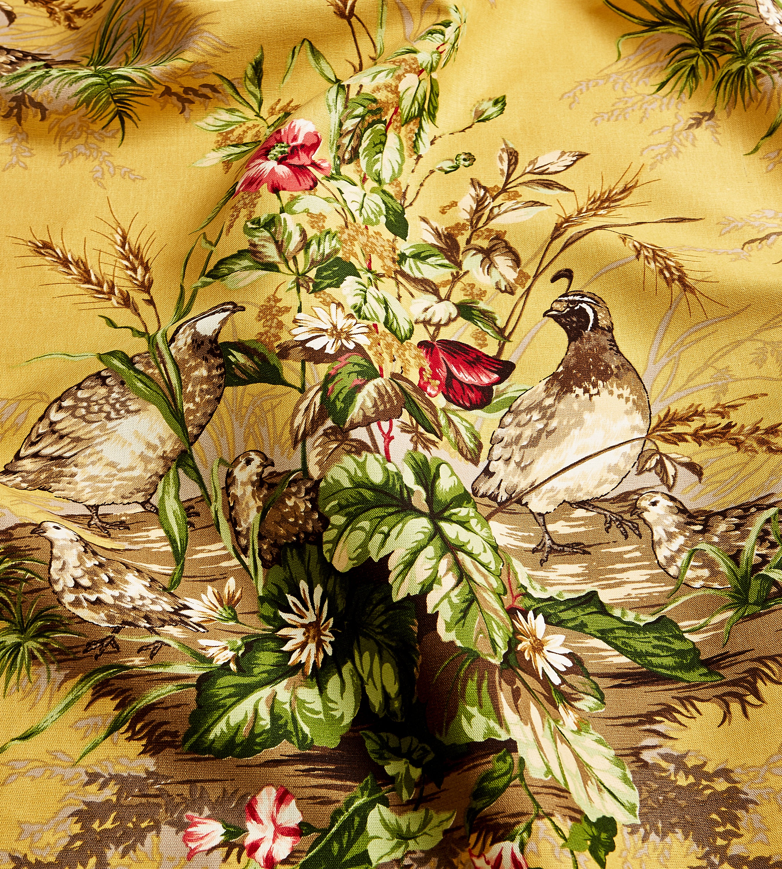 SC163100005 | Edwin'S Covey Linen Print, Multi On Mustard - Scalamandr