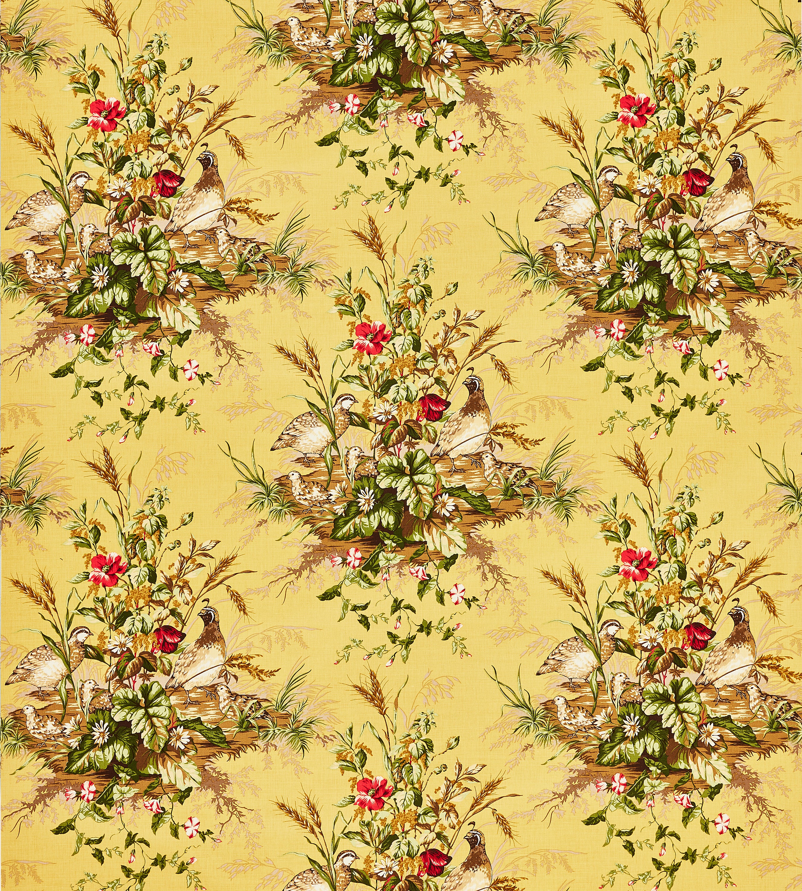 SC163100005 | Edwin'S Covey Linen Print, Multi On Mustard - Scalamandr