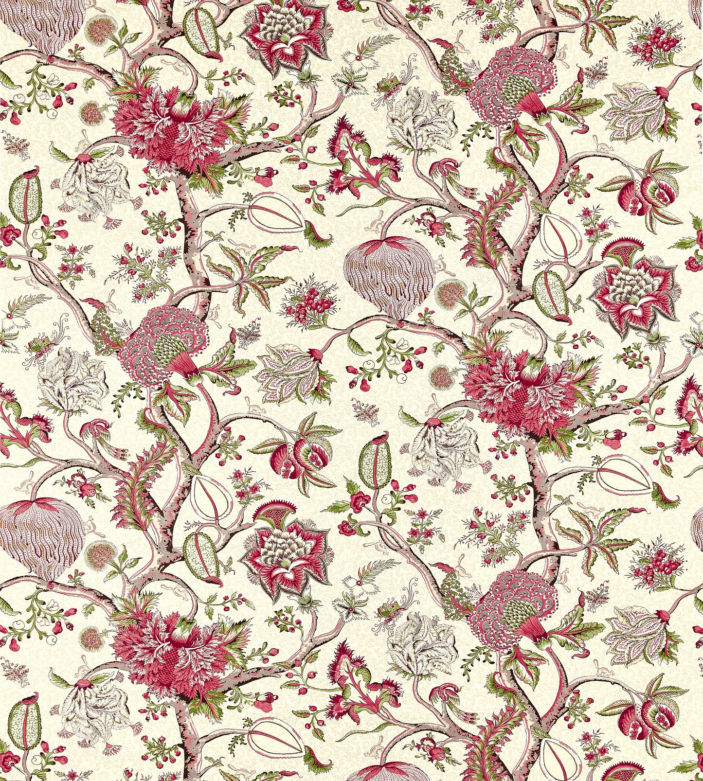 Purchase Scalamandre Fabric Pattern SC 000516430, Pondicherry Cotton Print Turkey Red On Lime 3