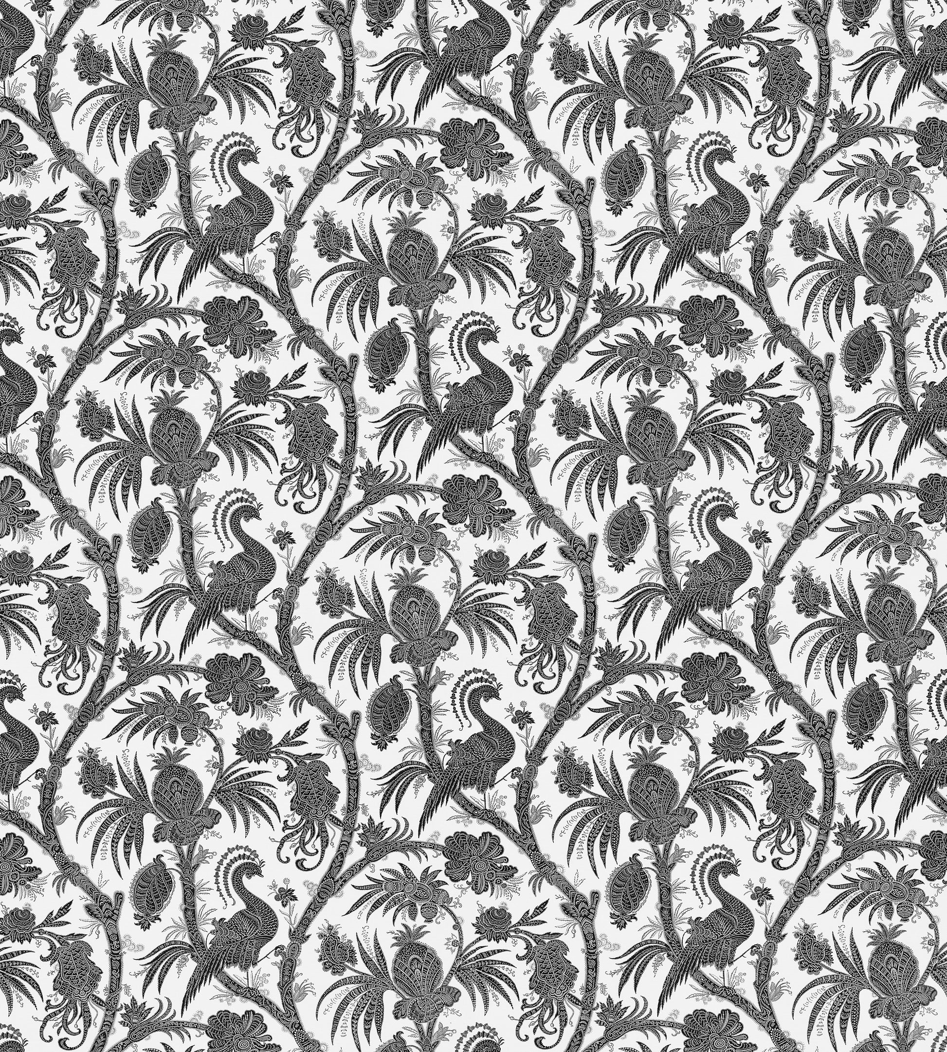 Purchase Scalamandre Fabric Pattern SC 000516575, Balinese Peacock Linen Print Indigo 2