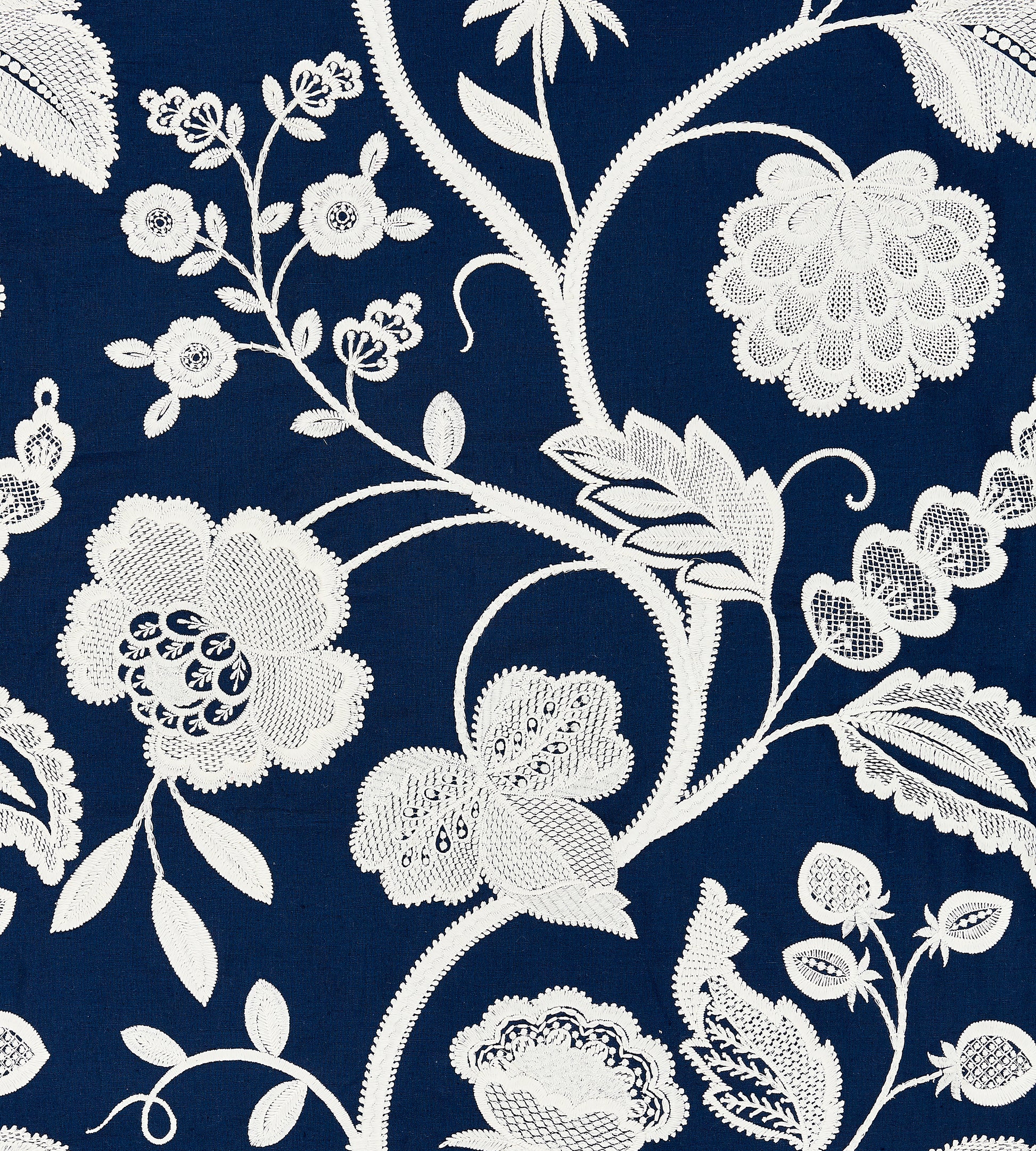Purchase Scalamandre Fabric Item SC 000527151, Kensington Embroidery Navy 1