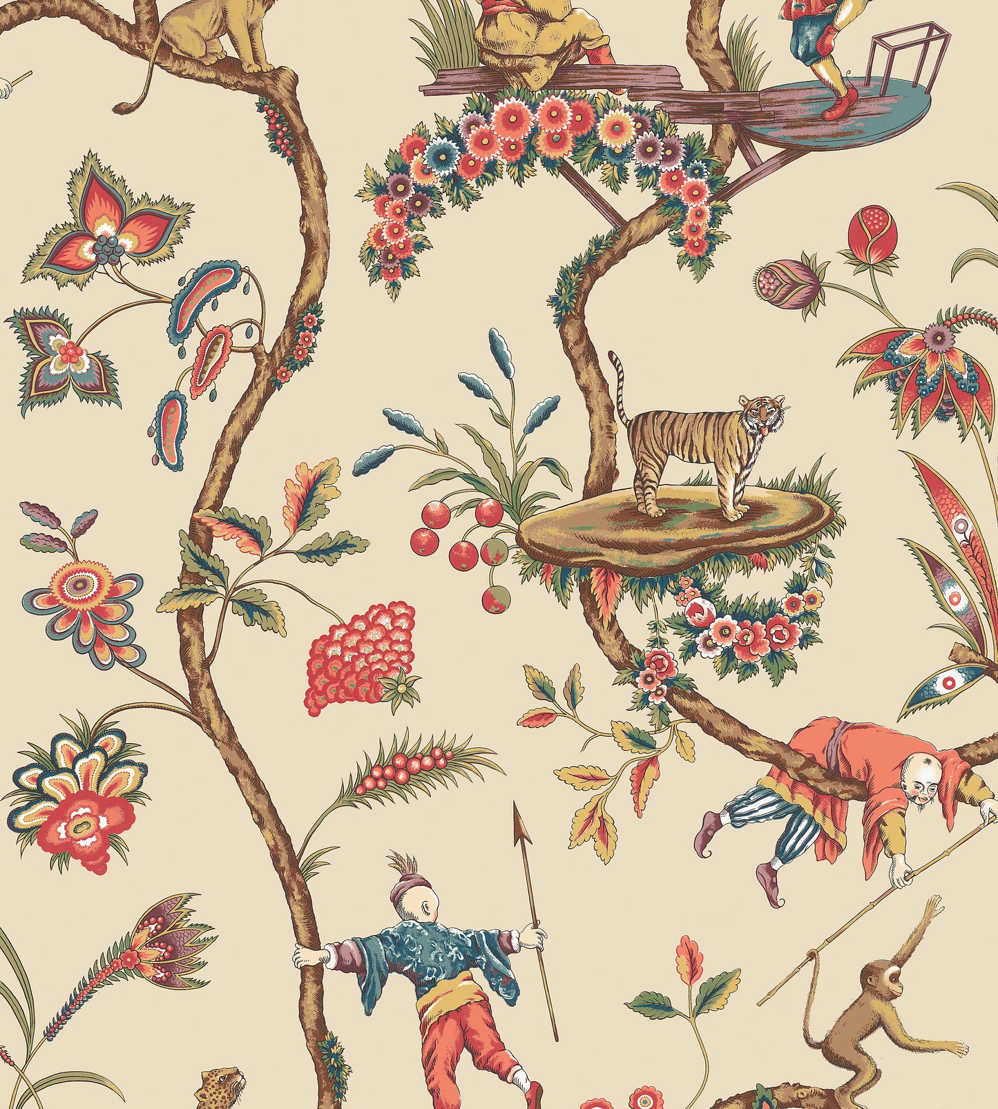Purchase Scalamandre Wallpaper Item SCWP81547PS0005 pattern name  Chinoise Exotique | Removable color name Ecru. 