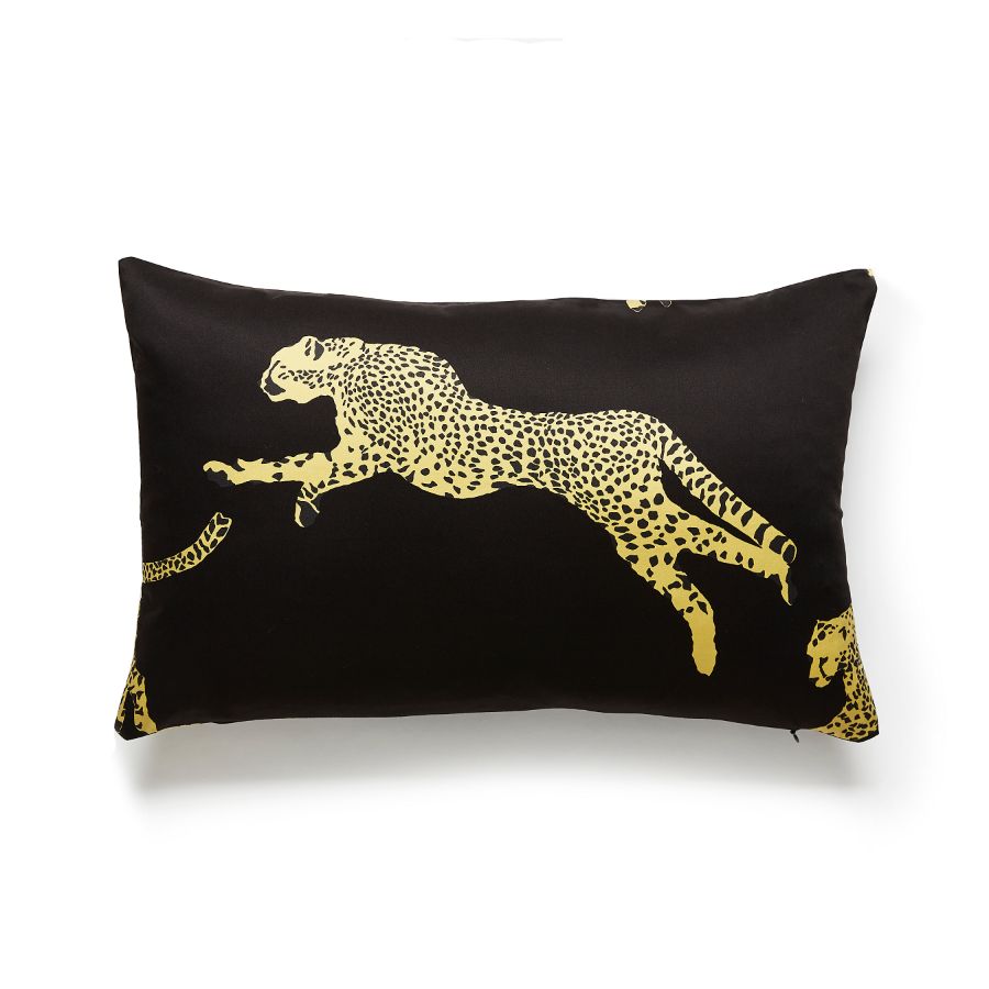 Purchase SCLCHEETPIL0006 Leaping Cheetah, Black Magic - Scalamandre Pillows
