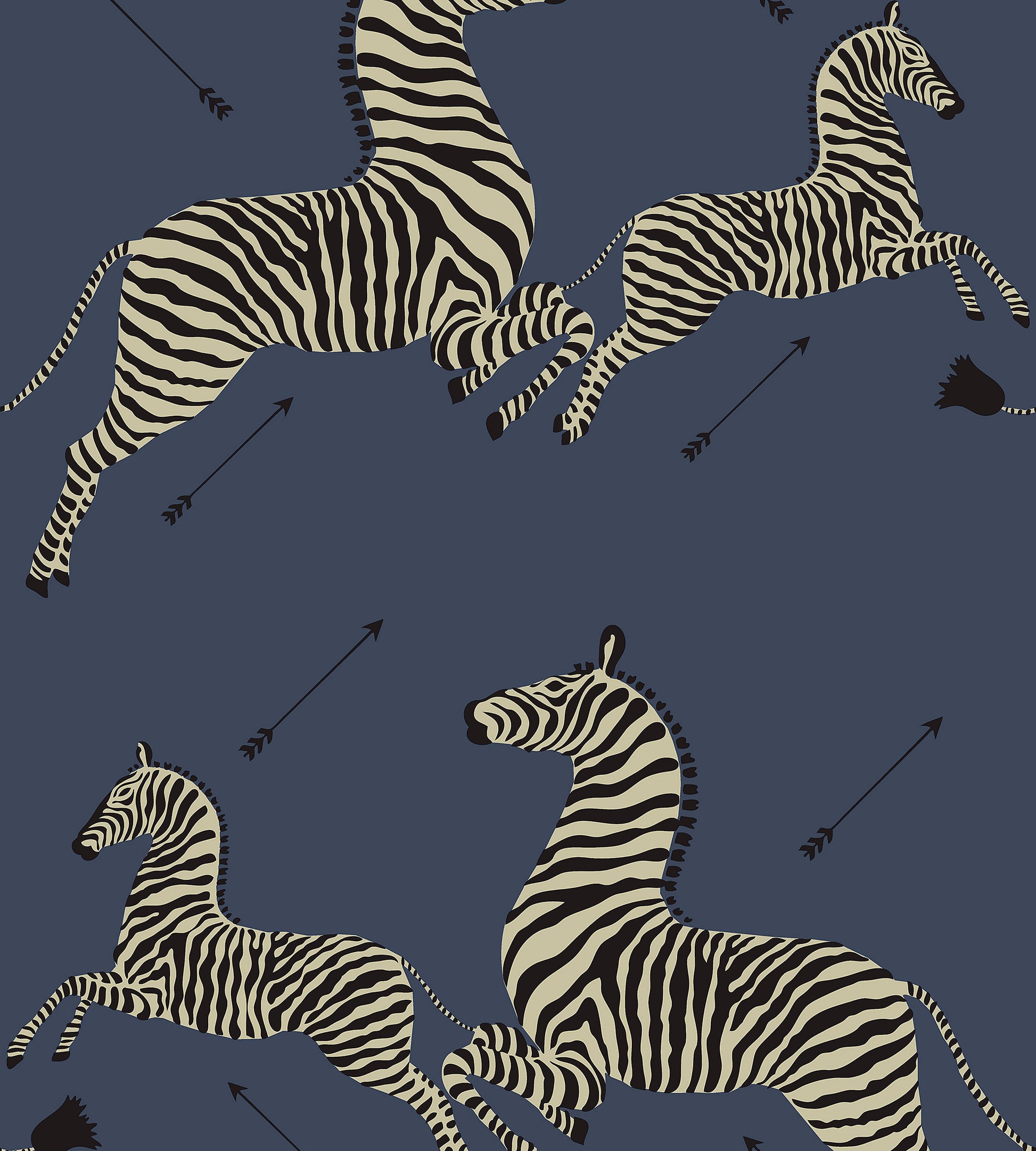 Purchase Scalamandre Wallpaper Item SCWP81388PS0008 pattern name  Zebras | Removable color name Denim. 