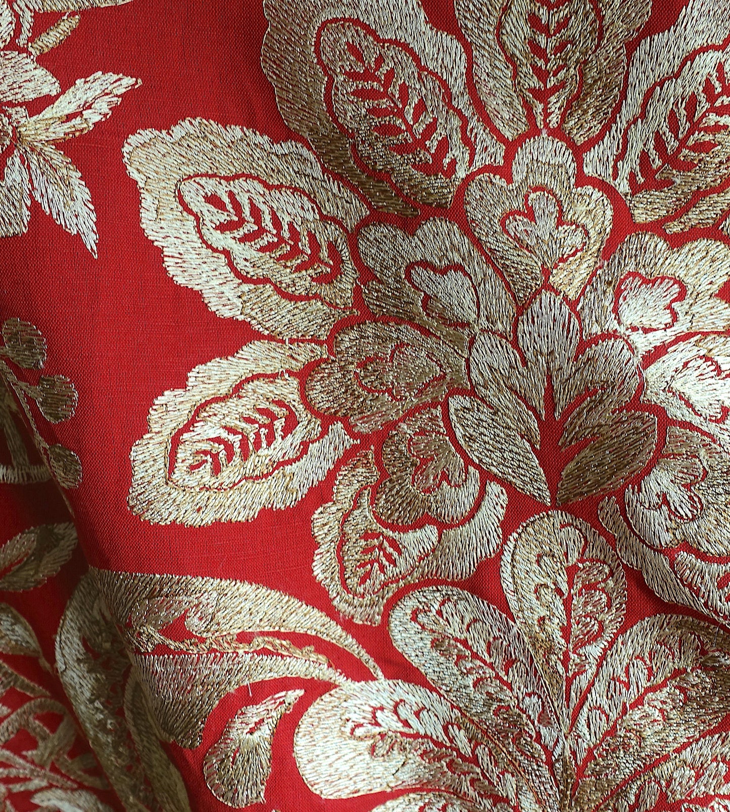 Purchase Scalamandre Fabric Item SC 000327086, Elizabeth Damask Embroidery Carnelian 3