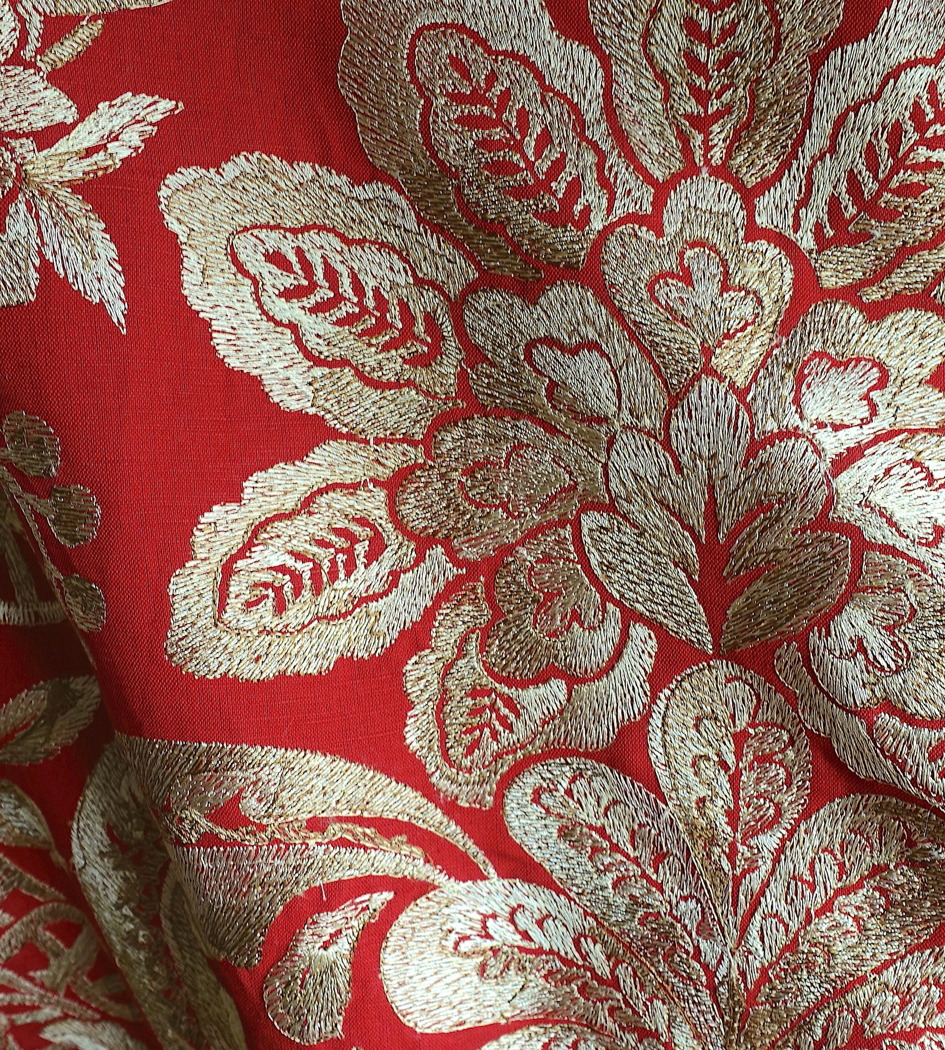 Purchase Scalamandre Fabric Item SC 000327086, Elizabeth Damask Embroidery Carnelian 3