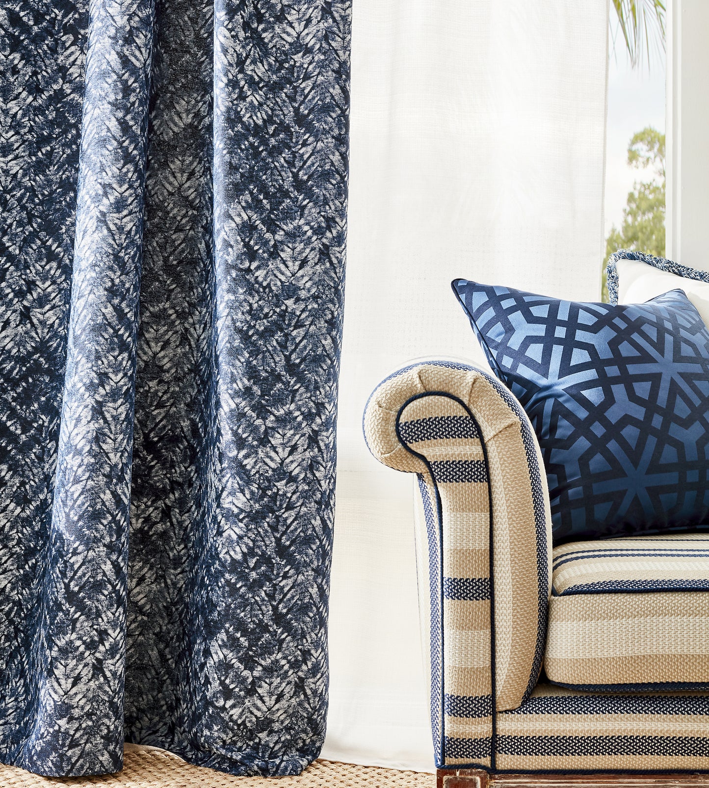 Purchase Scalamandre Fabric Item# SC 000427188, Santorini Stripe Indigo 2