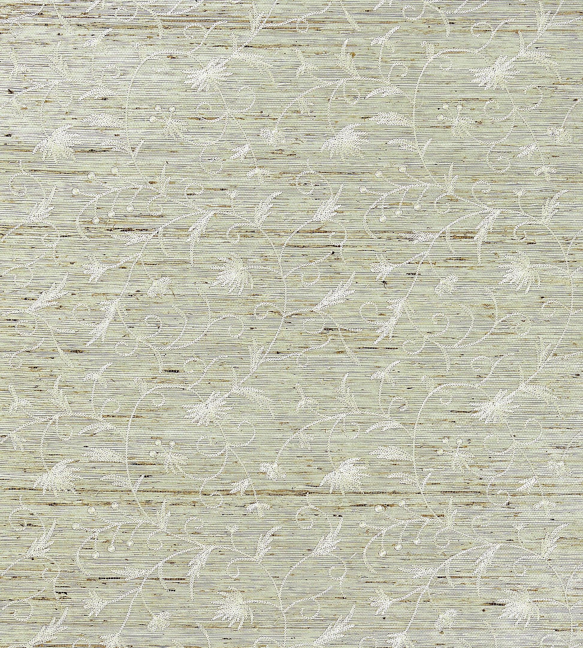 Shop Scalamandre Wallpaper Pattern Sc 0001Wp88384 Name Olivia Embroidered Grasscloth Winter Wheat Floral|Scroll Wallpaper