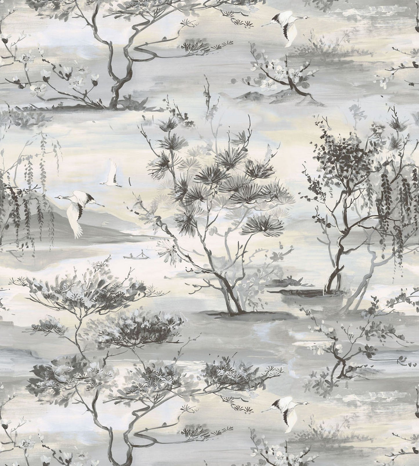Purchase Scalamandre Wallpaper Pattern Sc 0004Wp88451 Name Sagimai Charcoal Bird Wallpaper
