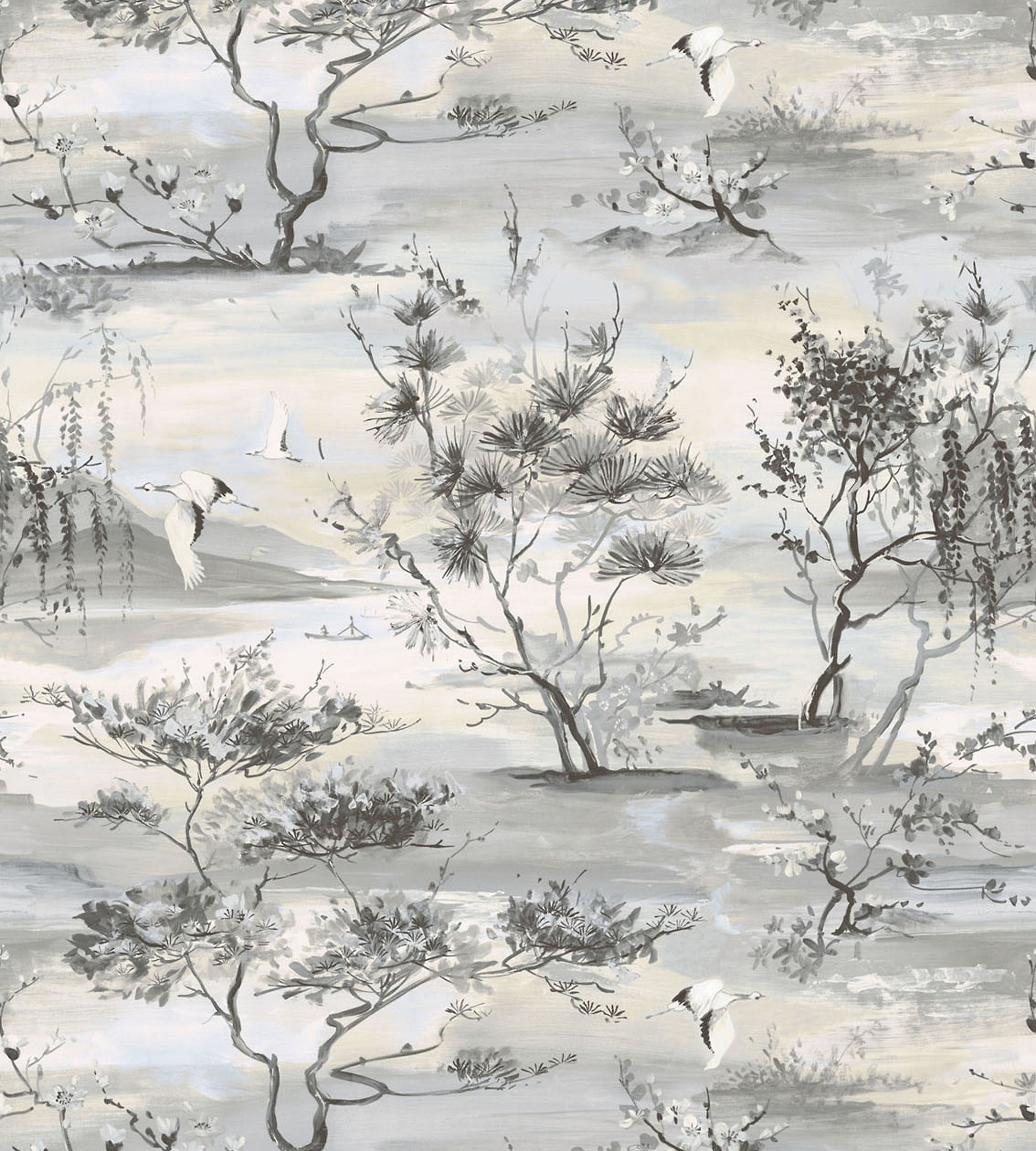 Purchase Scalamandre Wallpaper Pattern Sc 0004Wp88451 Name Sagimai Charcoal Bird Wallpaper