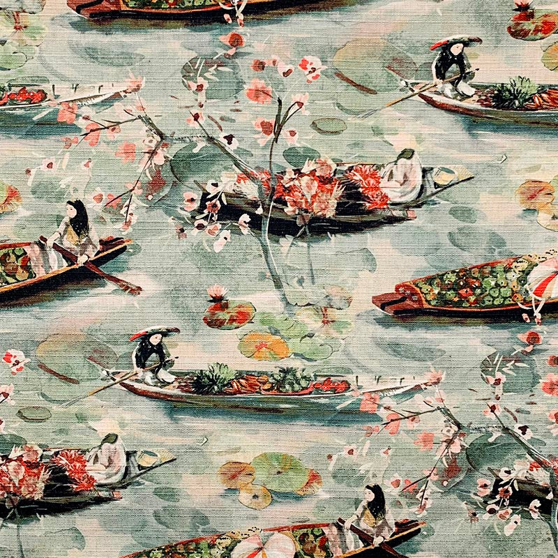 Looking 10000 Shojo Botanical Green Magnolia Fabric