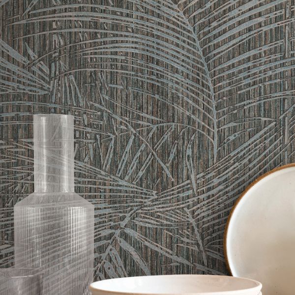 Purchase Si50610 | Signature Textures 3, Della Palm Blue Multi - York Wallpaper