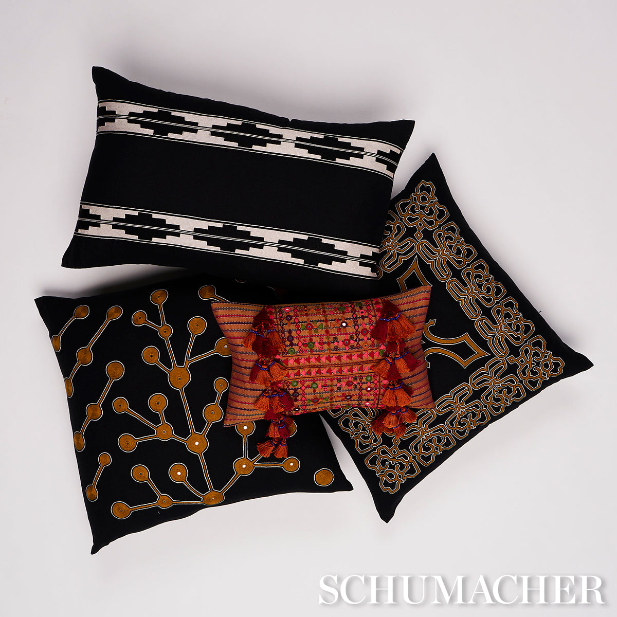 Purchase So0001505 | Tree Of Life Pillow, Black & Beige - Schumacher Pillows