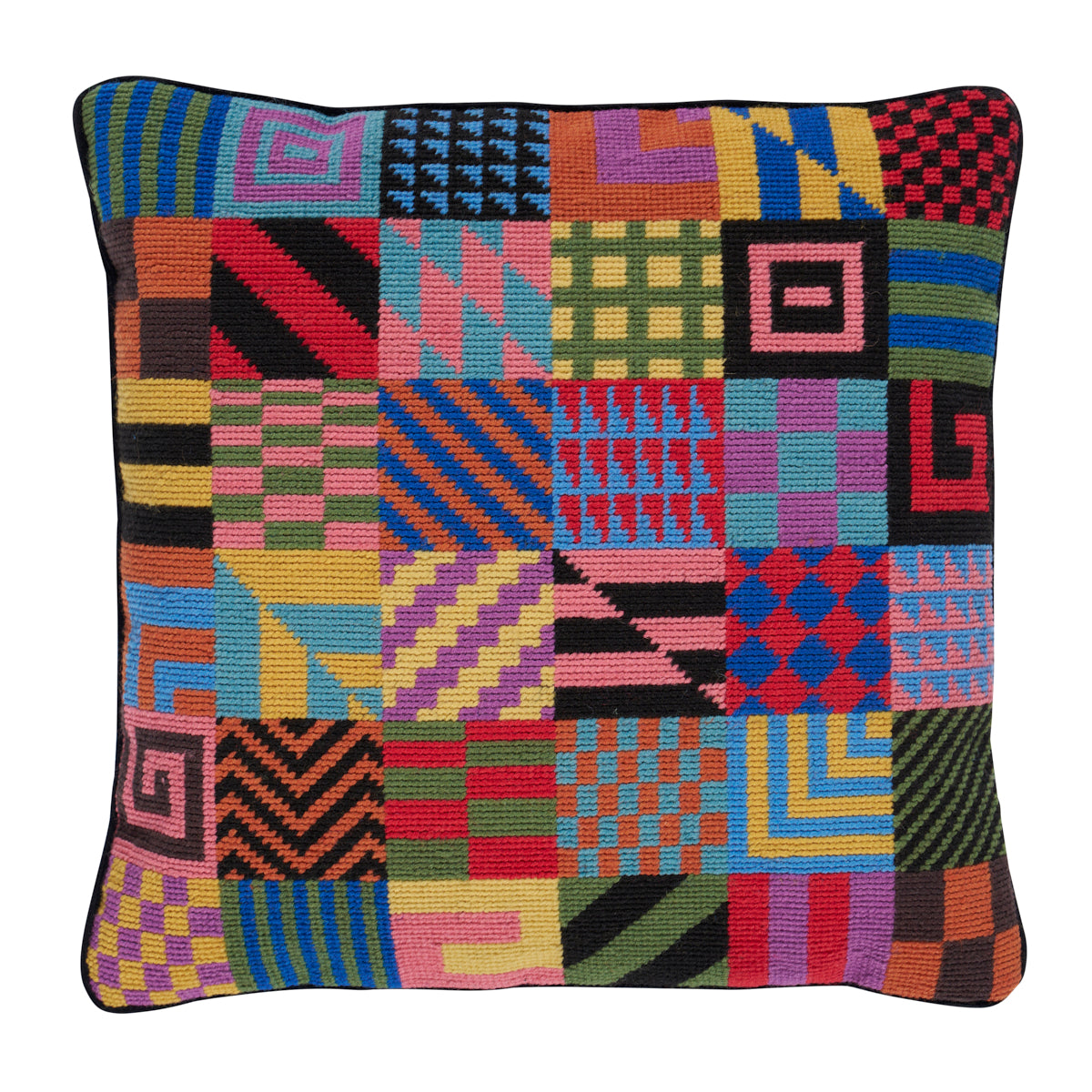 Purchase So0002703 | Graphic Blocks Needlepoint Pillow, Multi - Schumacher Pillows