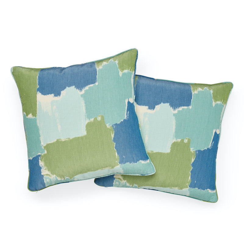 Purchase So17847005 | Colorblock Ikat Pillow, Aqua - Schumacher Pillows