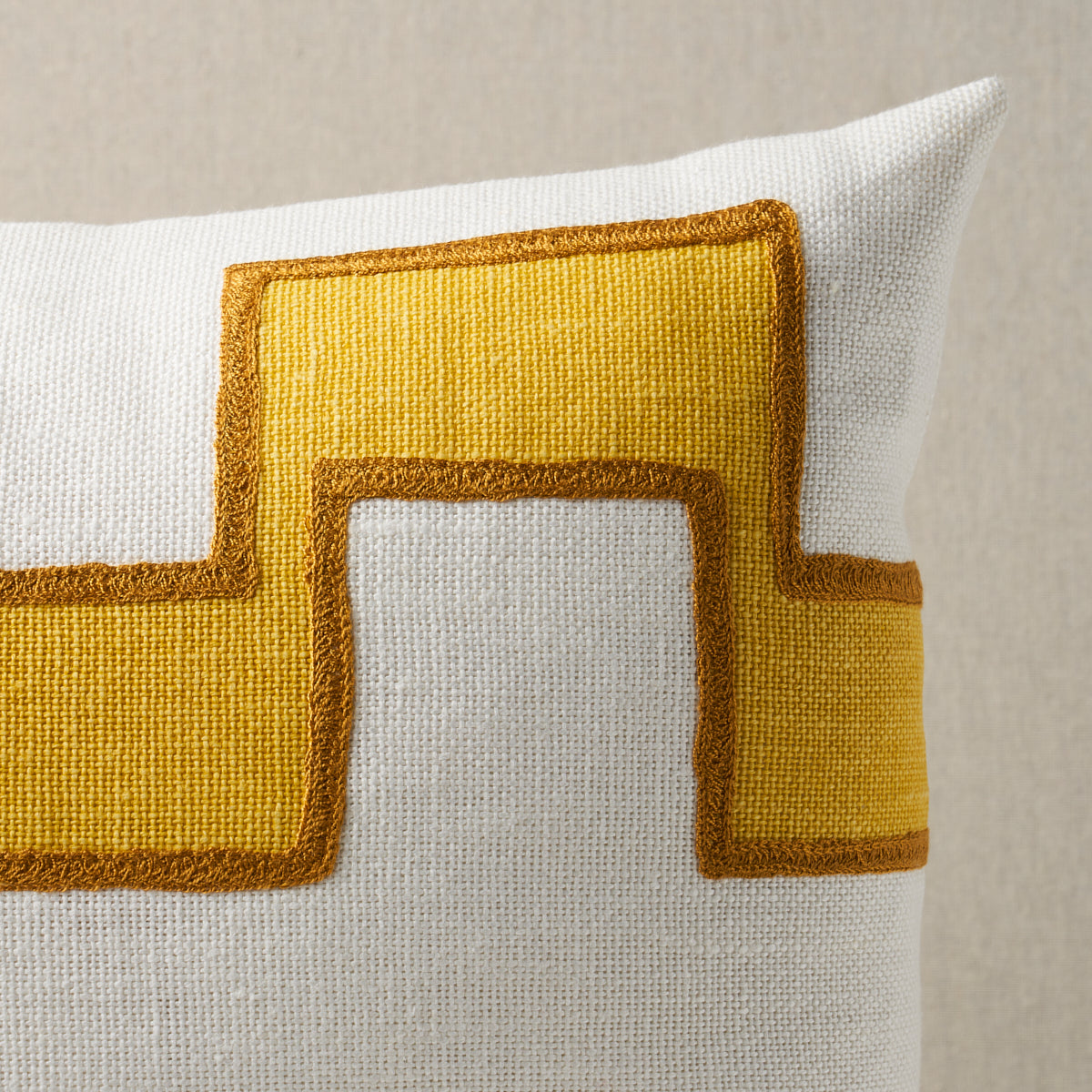 Purchase So17968121 | Dixon Embroidered Print Pillow, Yellow - Schumacher Pillows