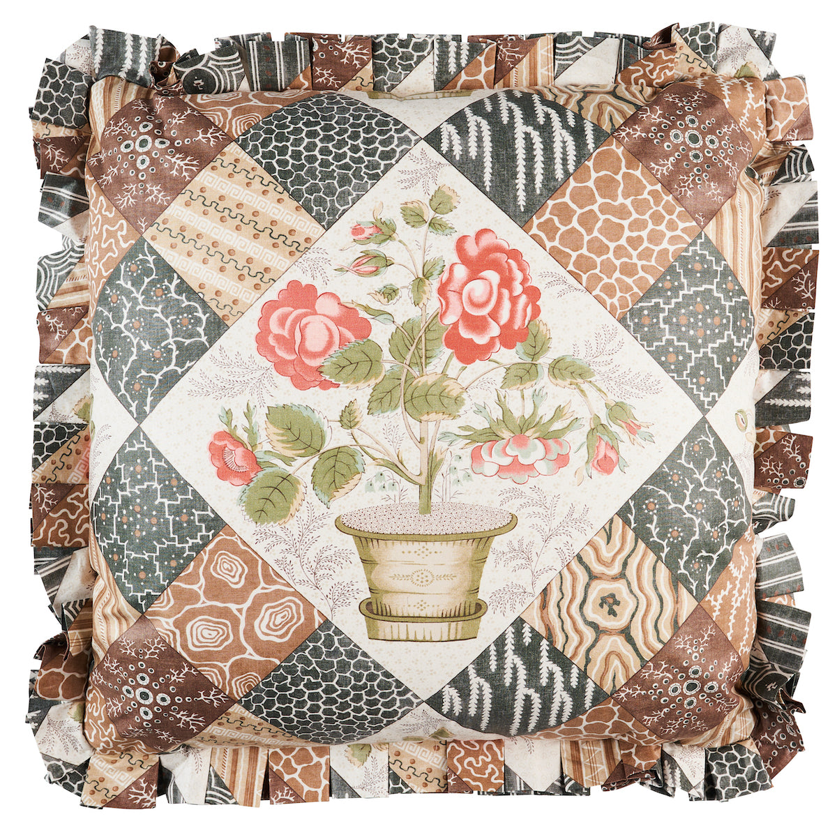 Purchase So18012204 | Caldwell Patchwork Chintz Pillow, Rose And Chocolate - Schumacher Pillows