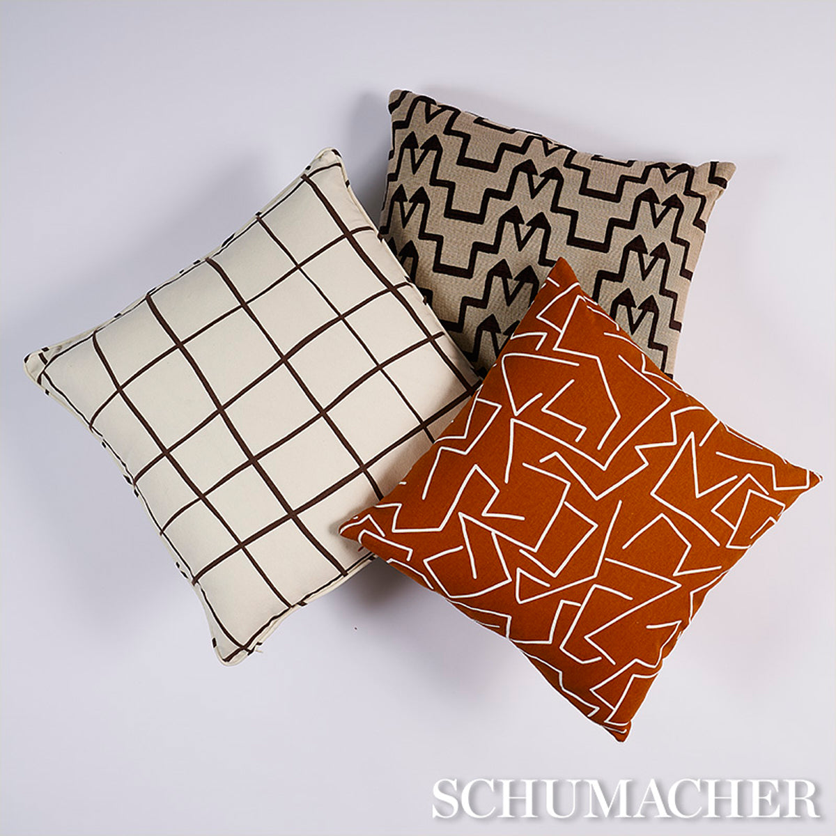 Purchase So18029105 | Painterly Windowpane Pillow, Brown - Schumacher Pillows