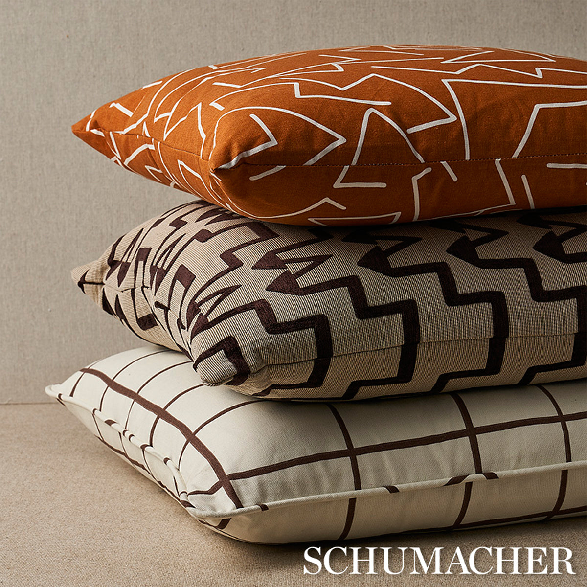 Purchase So18041204 | Tangent Print Pillow, Saffron - Schumacher Pillows