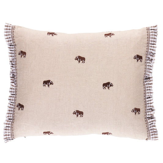 Purchase So18045012 | Buffalo Embroidery Pillow, Natural - Schumacher Pillows