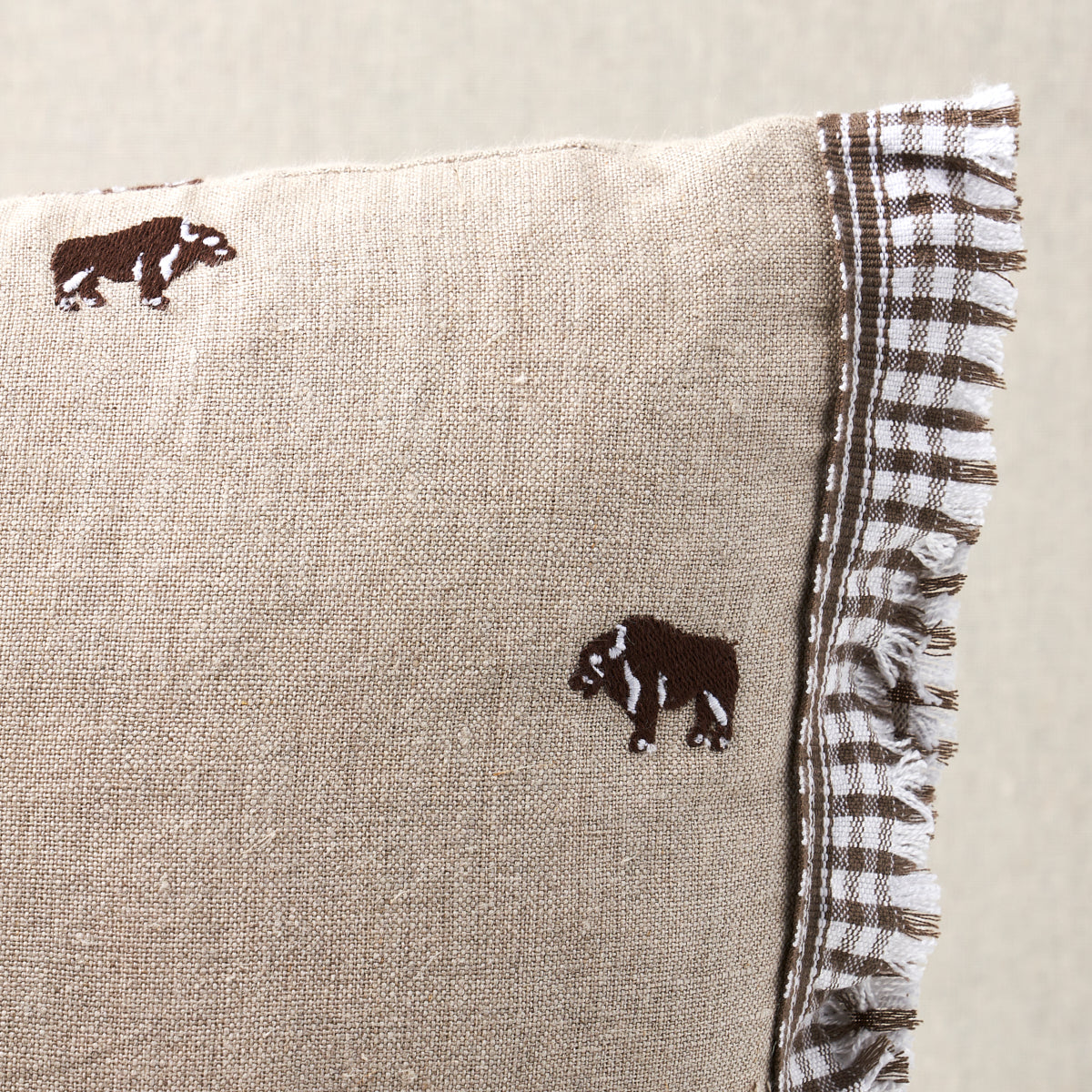 Purchase So18045013 | Buffalo Embroidery Pillow, Natural - Schumacher Pillows