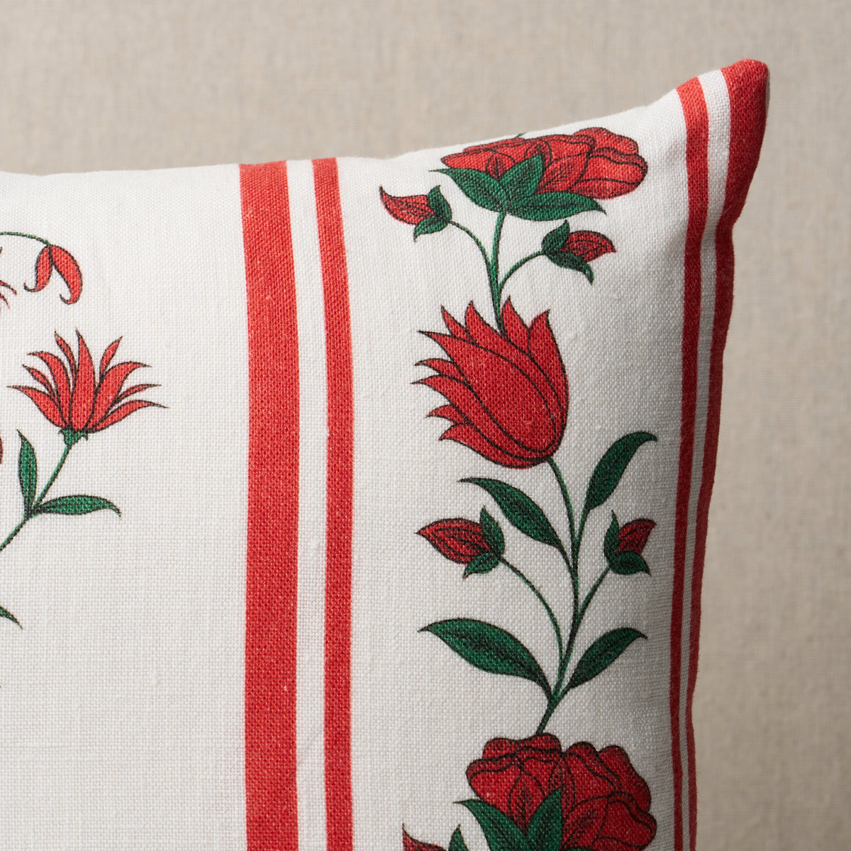 Purchase So18067104 | Royal Poppy Stripe Pillow, Red - Schumacher Pillows