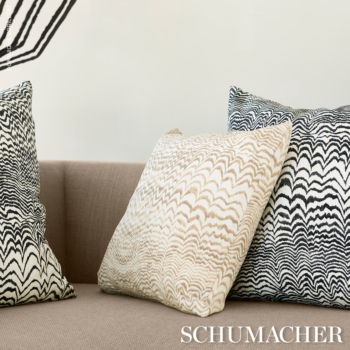 Purchase So18105206 | Ink Wave Print I/O Pillow, Black - Schumacher Pillows