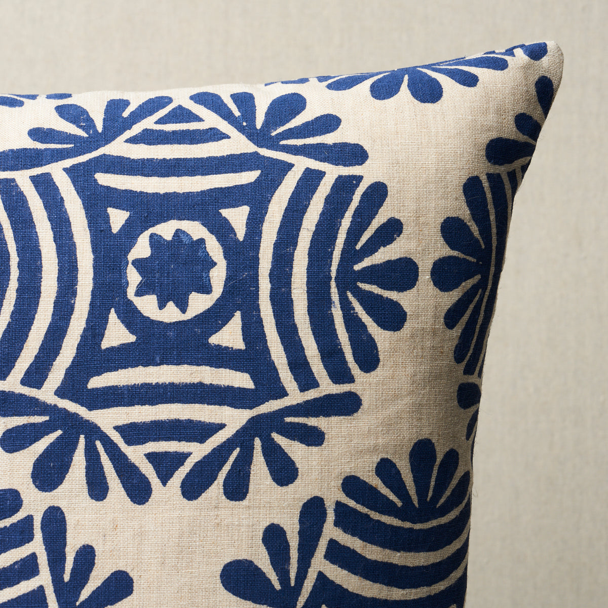 Purchase So18154105 | Gilded Star Block Print Pillow, Navy On Natural - Schumacher Pillows