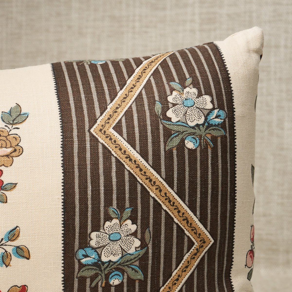 Purchase So18174214 | Sylvain Floral Stripe Pillow, Noir - Schumacher Pillows