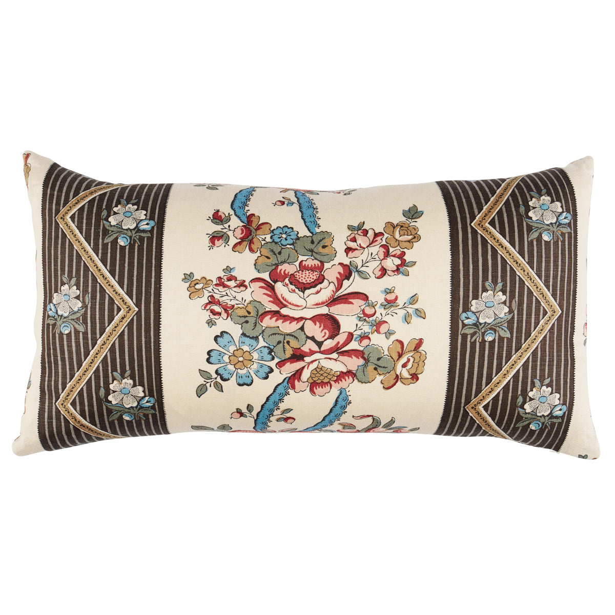 Purchase So18174214 | Sylvain Floral Stripe Pillow, Noir - Schumacher Pillows