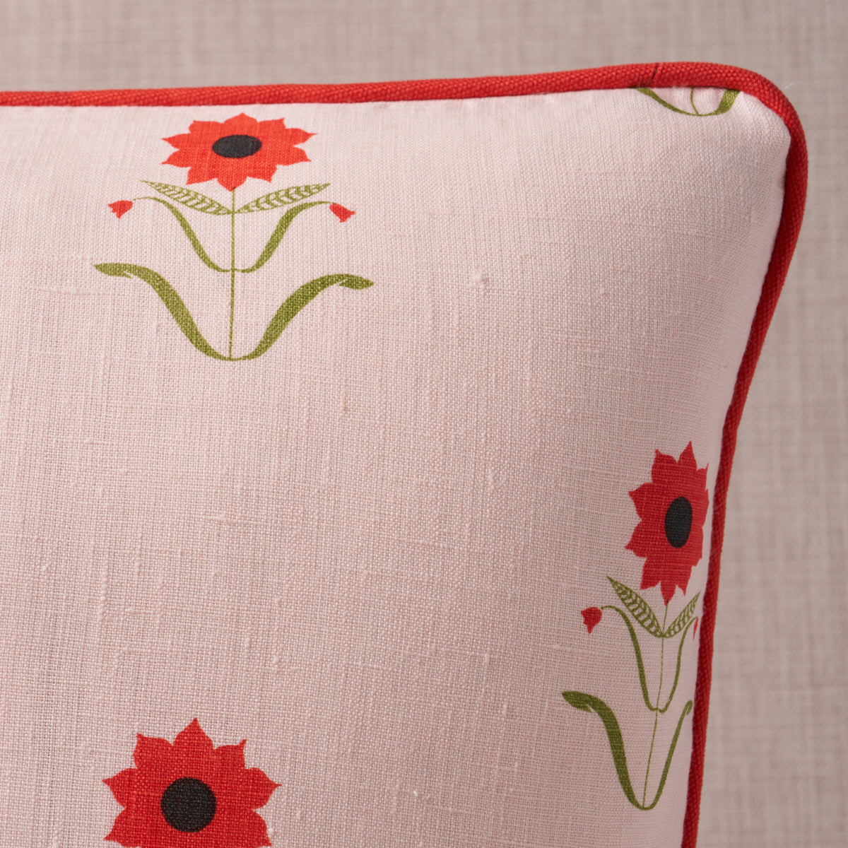 Purchase So18198003 | Forget Me Nots Pillow, Red On Pink - Schumacher Pillows