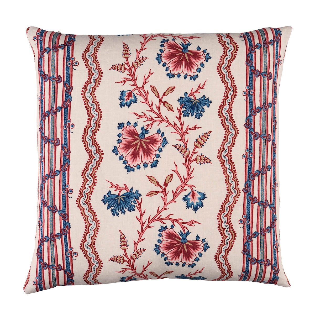 Purchase So18271004 | Parvati Floral Stripe Pillow, Vermillion - Schumacher Pillows