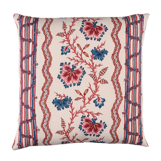 Purchase So18271004 | Parvati Floral Stripe Pillow, Vermillion - Schumacher Pillows