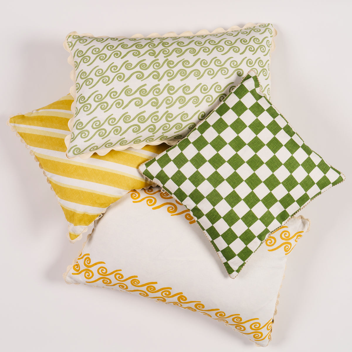 Purchase So253005 | Small Checkers 20" Pillow, Thyme - Schumacher Pillows