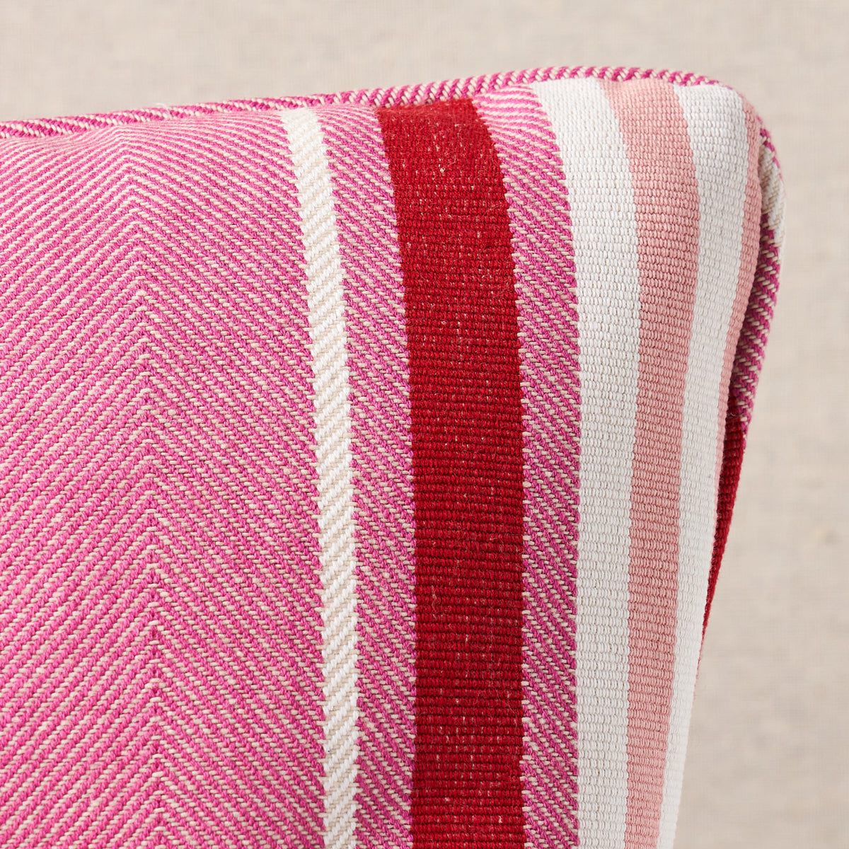 Purchase So6601618 | Minzer Cotton Stripe Pillow, Pink - Schumacher Pillows