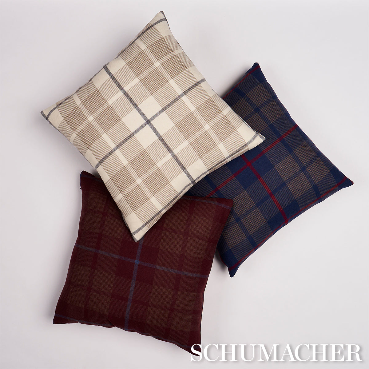 Purchase So6666504 | Montana Wool Plaid Pillow, Burgundy - Schumacher Pillows